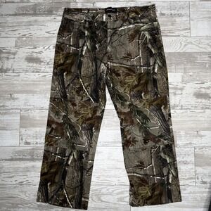 Realtree Pants Mens 38x30 Green Camo Hunting Straight Leg 5 Pocket Cotton‎ Denim